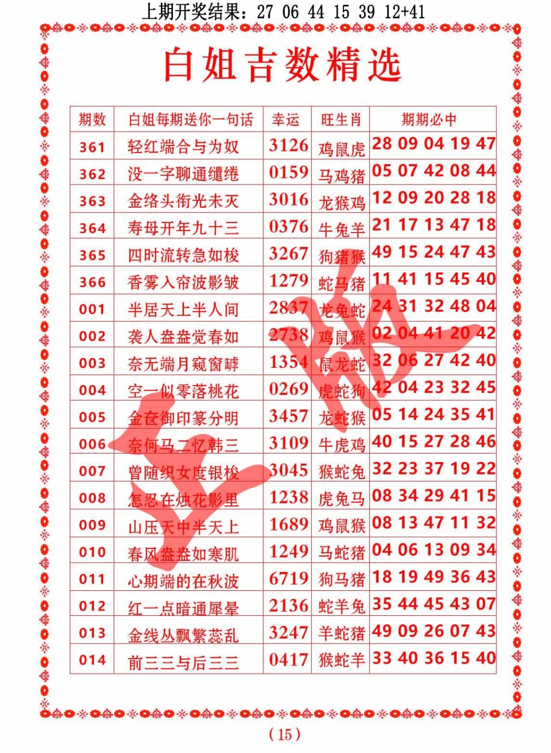 361期白姐吉数精选[图]