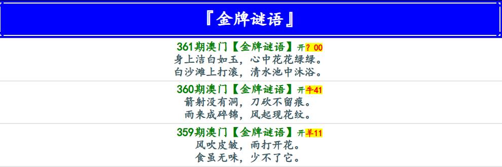 361期金牌谜语[图]